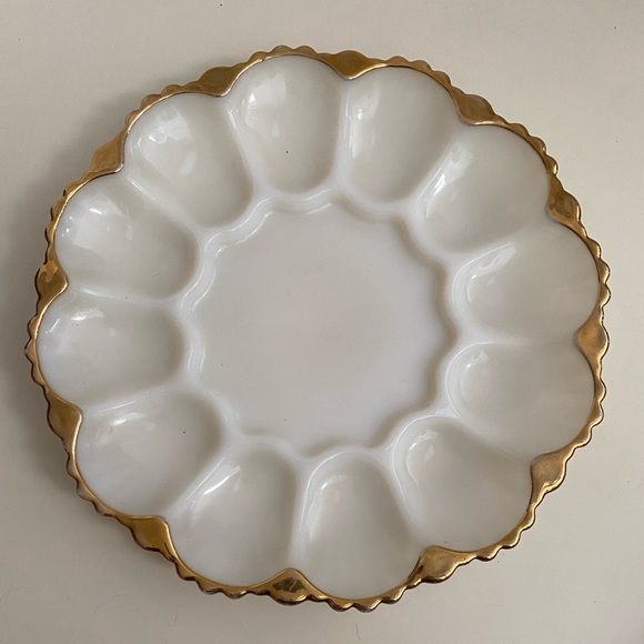 Fire King Other - VTG FIRE KING ✨ White Milk Glass Deviled Egg Serving Dish 10”